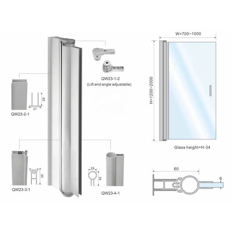 Bản lề trục xoay cửa phòng tắm MS09